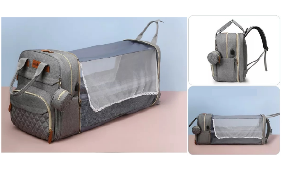 FEUBOR Unisex Diaper Bag Backpack with Crib