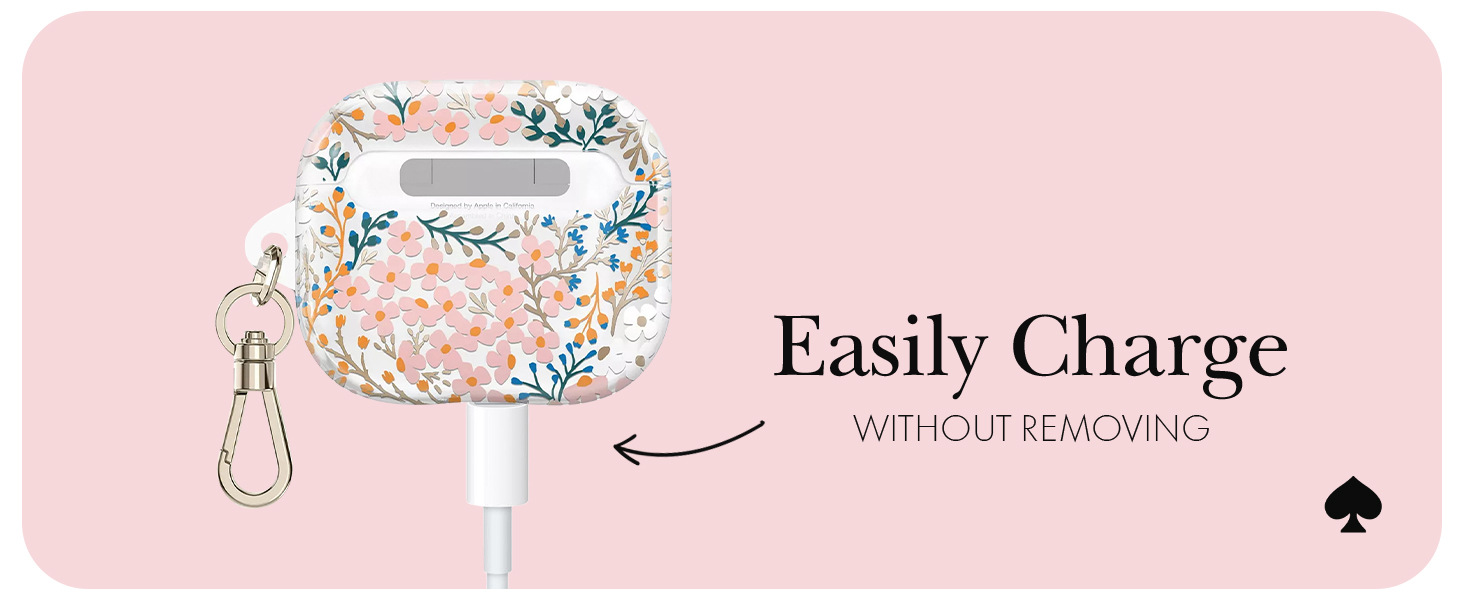 Kate Spade New York AirPods 3 Gen Protective Case with Keychain Ring - Multi Floral Rose