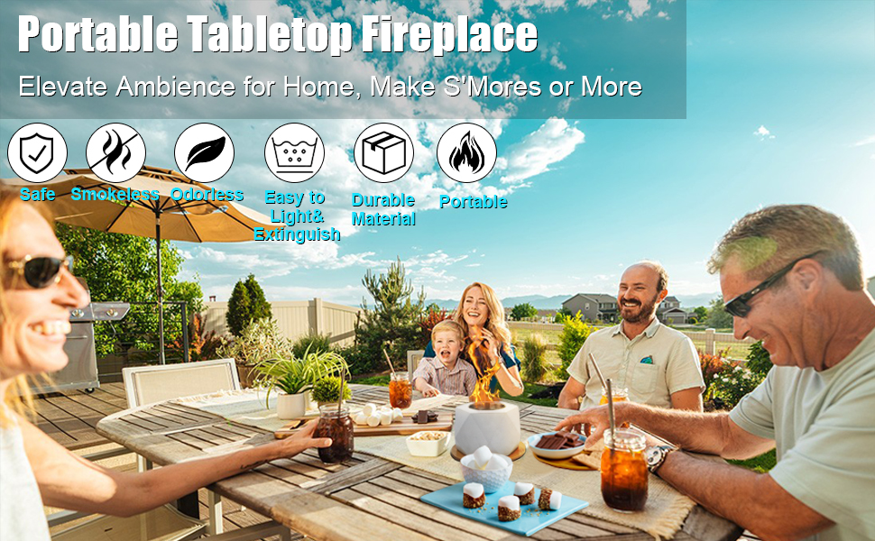 TOLOYE Tabletop Fire Pit, Portable Table Top Fire Pit Bowl