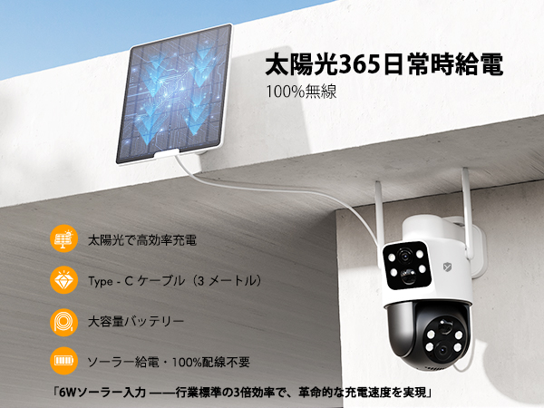 【両監視画面 & 360°死角なし監視】 防犯カメラ 屋外 ソーラー Amazon.co.jp: 【デュアルレンズ & 両監視画面 & 360°死角なし