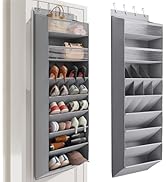 Mefirt Over the Door Shoe Organizer, Hanging Shoe Organizers with 8 Tier Large Deep Pockets, Hang...