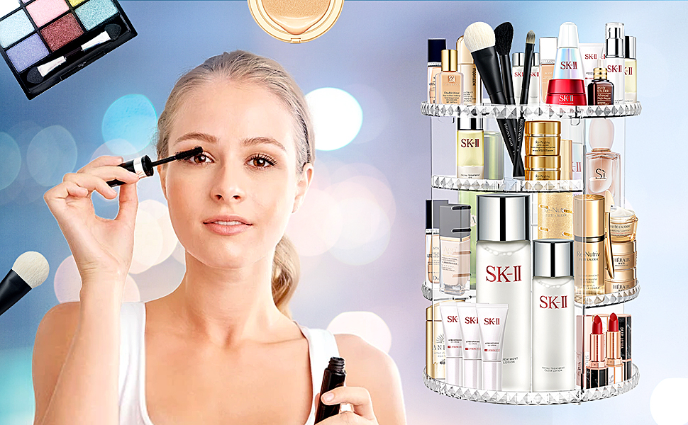 HAYRICH 360 Rotating Makeup Organizers and Storage, Spinning Cosmetic