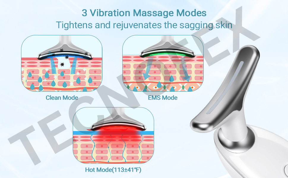 Red Light Therapy Vibration Massager Skin Rejuvenation Beauty Face Neck Lift Tight Sagging Radiant