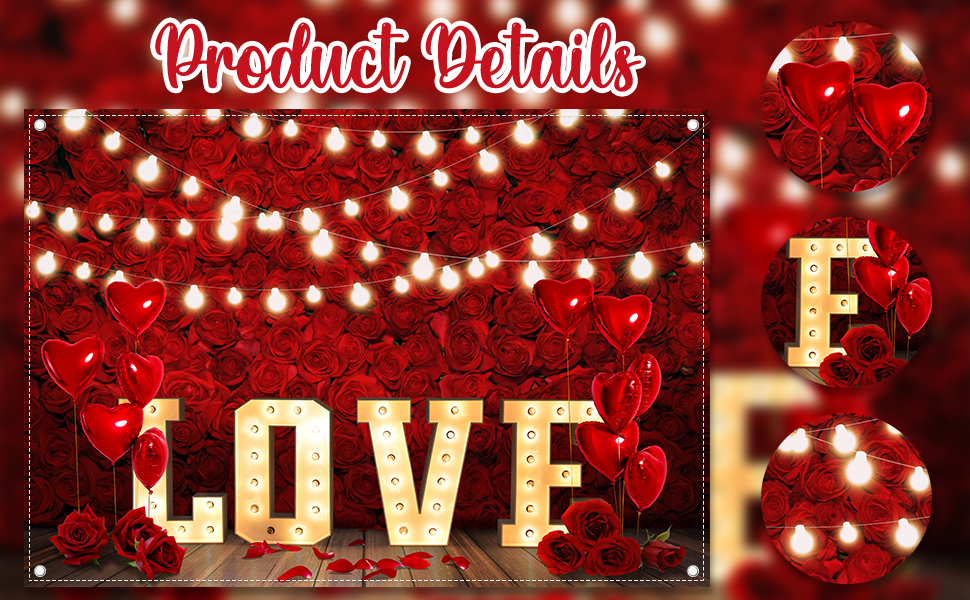 Swepuck 7x5ft Valentine's Day Backdrop Red Rose Flower