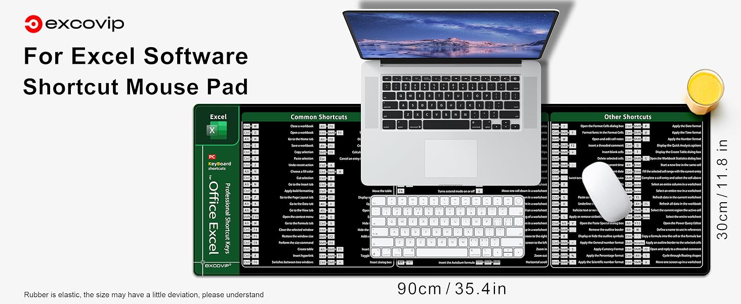 excovip Large Mouse Pad XL, Office Shortcut Mouse Pad, Extended ...