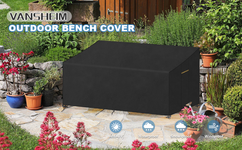 VANSHEIM Outdoor Garden Bench Cover Outdoor Patio Bench Seat Covers