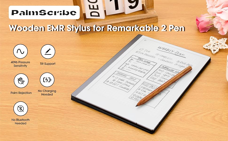 Wooden EMR Stylus for Remarkable 2 Pen Replacement, Remarkable 2 Stylus Alternative