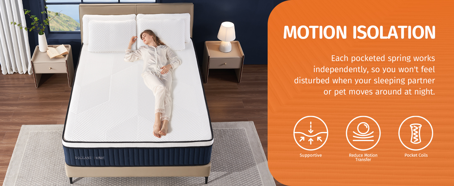 King Mattress, DIGLANT 14 Inch Hybrid Mattress, Medium