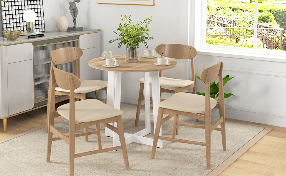 Table à Manger HOMCOM 70x70cm - Bois Hévéa Massif - 4 Personnes - Style Moderne