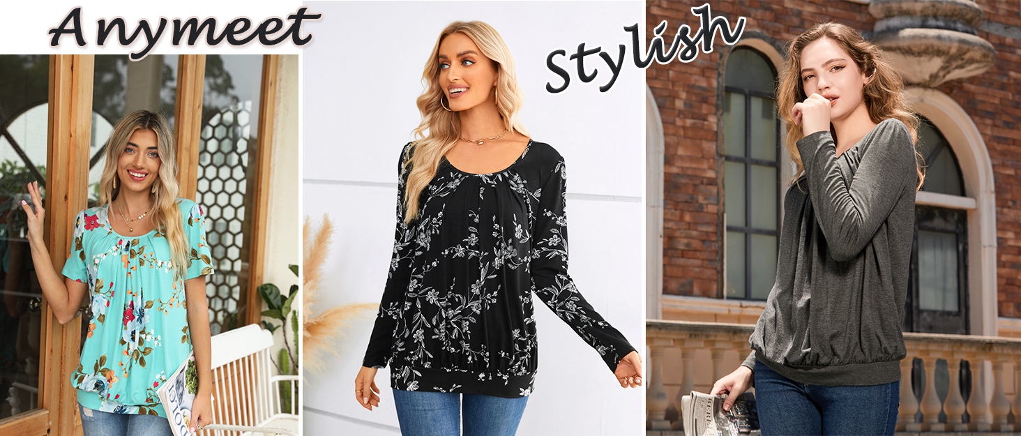 Anymeet 2023 New Style Women Tunic Tshirt