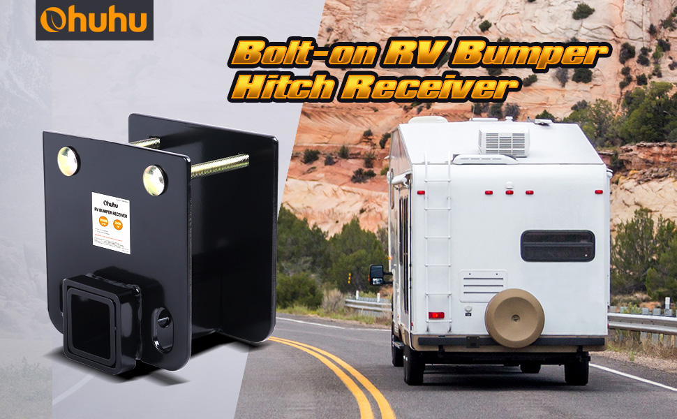 Ohuhu RV Bumper Hitch 2" Receiver Adapter with Hitch Pin