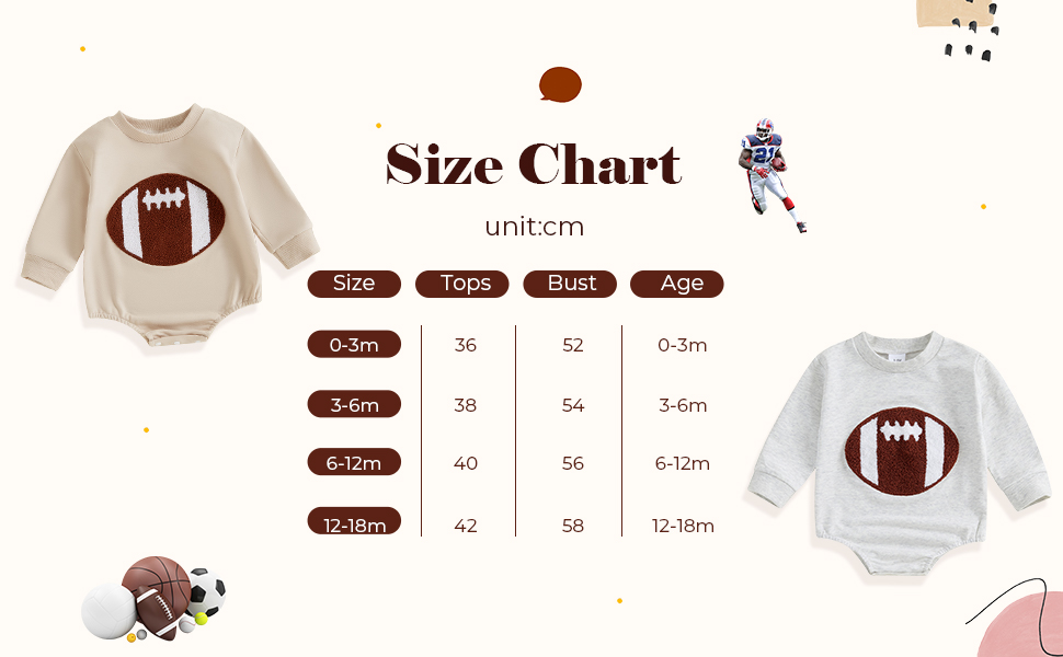 Baby Football Outfits Girl Boy Embroidered Football Sweatshirt Romper Long Sleeve Bubble Romper