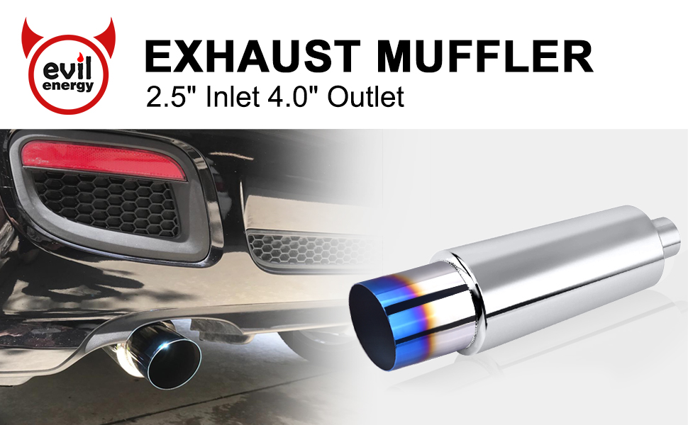 EVIL ENERGY Exhaust Muffler, Stainless Steel Exhaust Tip, Universal 18.