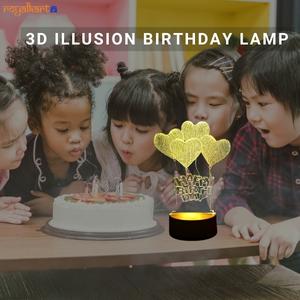 3d illusion led lamp happy birthday kids gift hbd home decoration night table lamp bedside