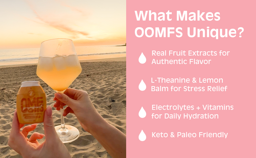 d5774ba5-ecca-46c6-bd0a-1e41d01e567a.__CR0,0,970,600_PT0_SX970_V1___ Oomfs Drops, Zero Sugar, Adaptogens, Real Fruit Extracts, Electrolytes, L Theanine, Lemon Balm and No Caffeine.