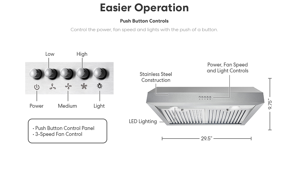 COSMO UC30 30 in. Ducted Under Range Hood, Kitchen Over Stove