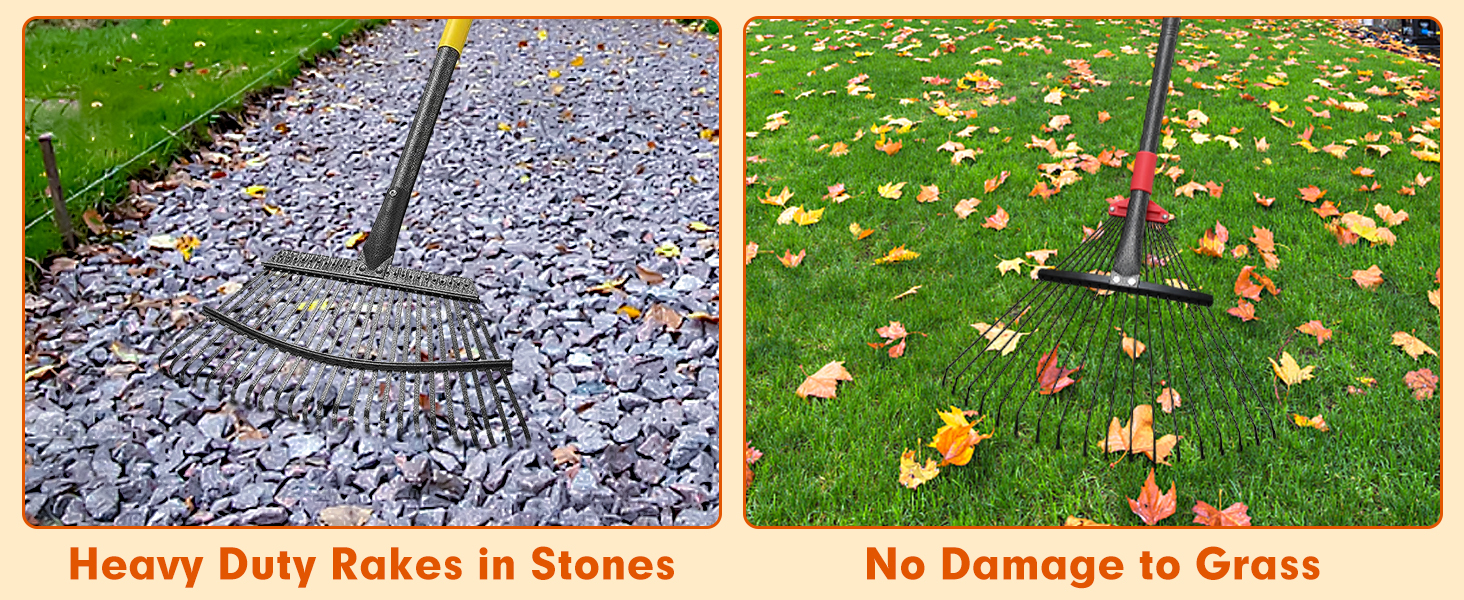 75 Inch Rake for Leaves, Adjustable Head with 18 Metal