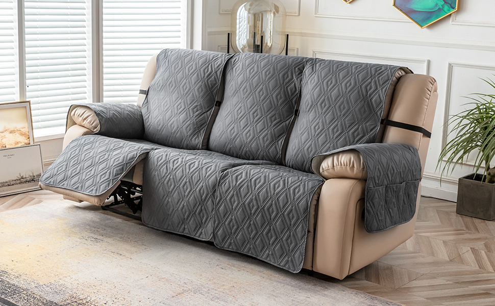 Genina Waterproof Recliner Couch Covers for 3 Cushion Couch, Recliner