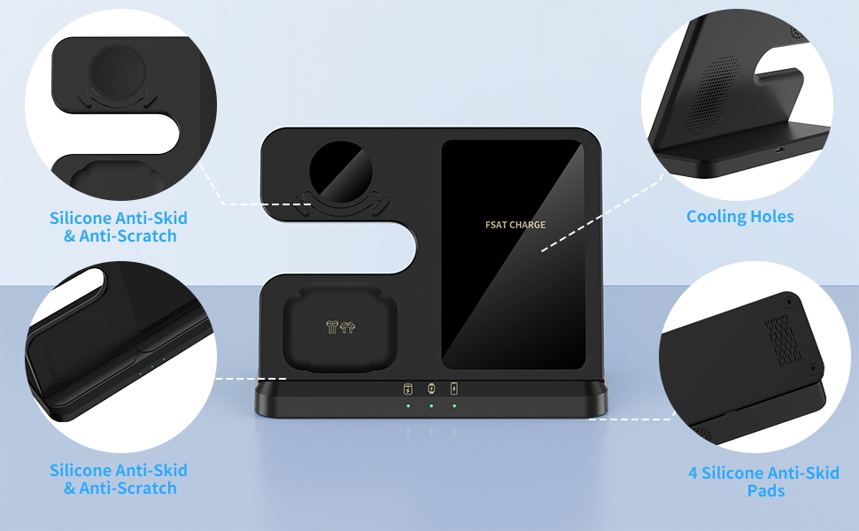 Wireless Charger Samsung, 3 in 1 Charging Station Samsung 18W Fast Charging Station