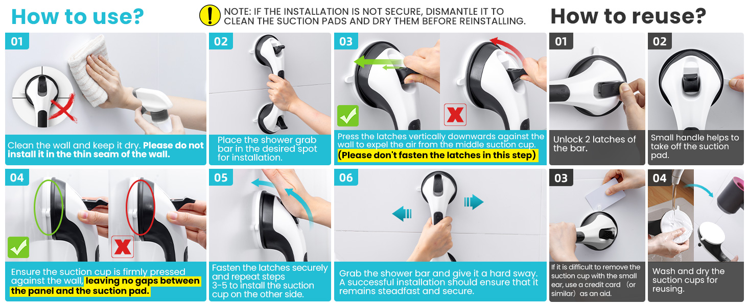 The grab bars for bathtub and shower is suitable to install in Bathroom, Bathtub, Shower, Toilet
