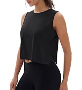MAGCOMSEN Women's Crop Tank Tops Workout Sleeveless Shirts Loose Fit Gym Yoga Top with Side Slits