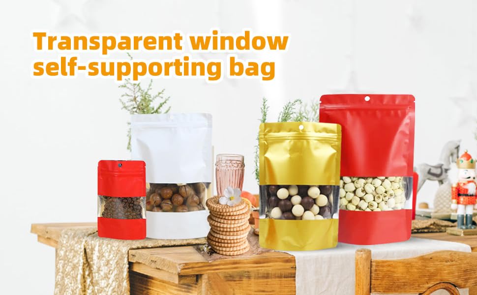 Matte Metallic Ziplock Bags with Clear Front Window