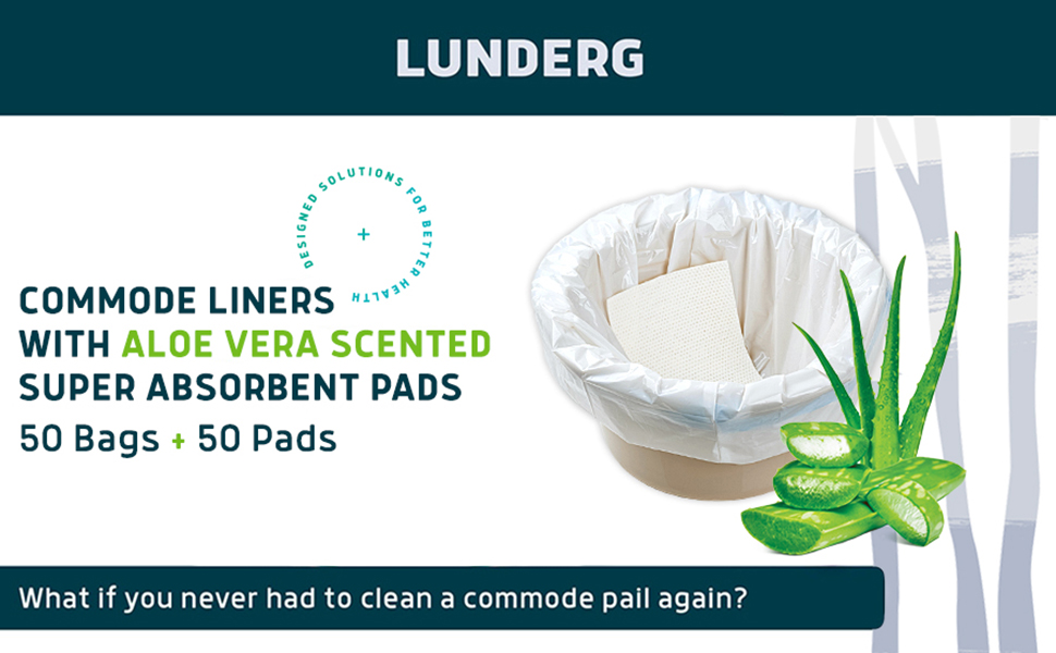 Lunderg Commode Liners with Aloe Scented Absorbent Pads