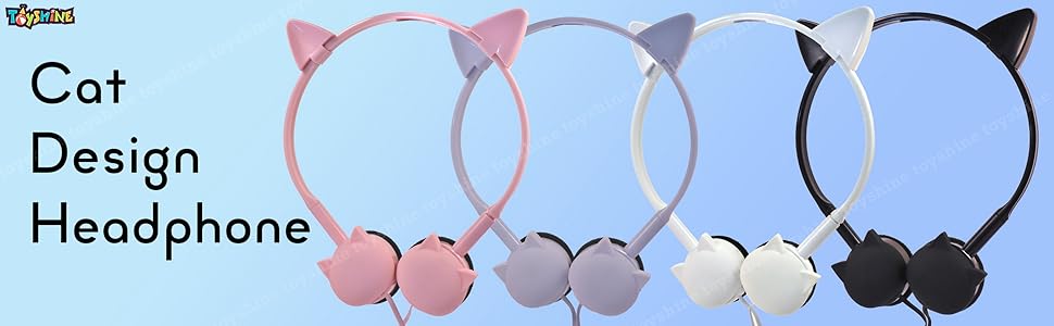 Toyshine Cat Design Headphone, Stereo with Mic Earphone, Stylish Headphones