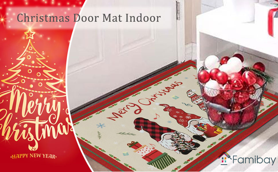 famibay Christmas Door Mat Indoor 2x3 Gnomes Christmas Mats