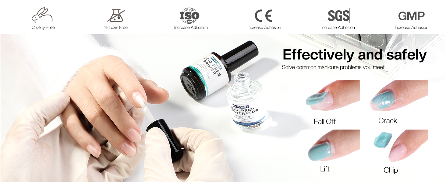 Morovan Nail Prep Dehydrator and Primer Set Professional Natural Acid