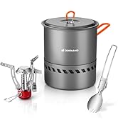 Odoland Backpacking and Camping Stove Cooking System, 5-in-1 Energy Saving Cooking Stove Set, Lig...