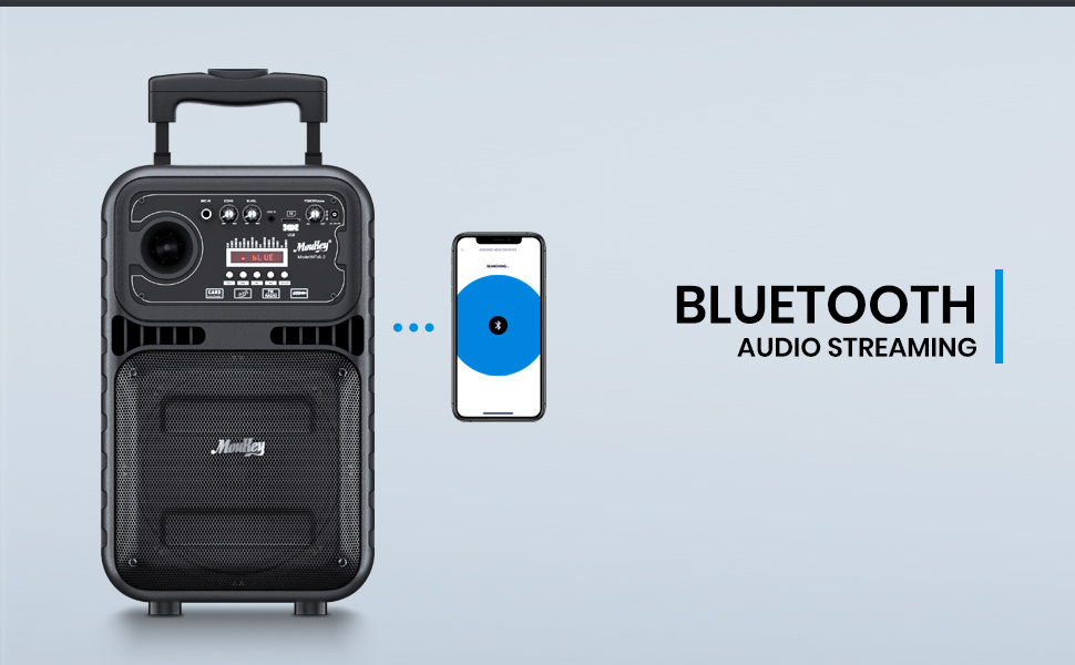 Moukey Portable PA Speaker System Bluetooth Karaoke Machine Power 8