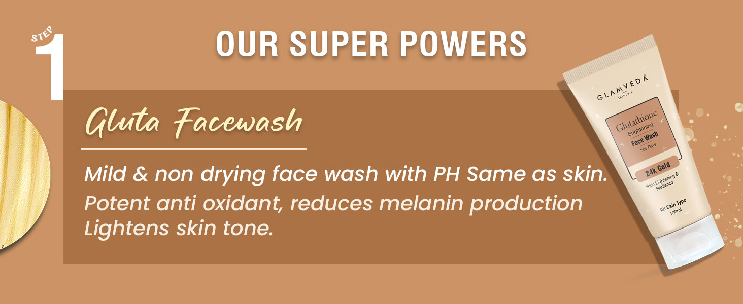 Glamveda Glutathione Skin Perfecting Brightening & Dark Spots Removal 4 Steps Skincare Routine