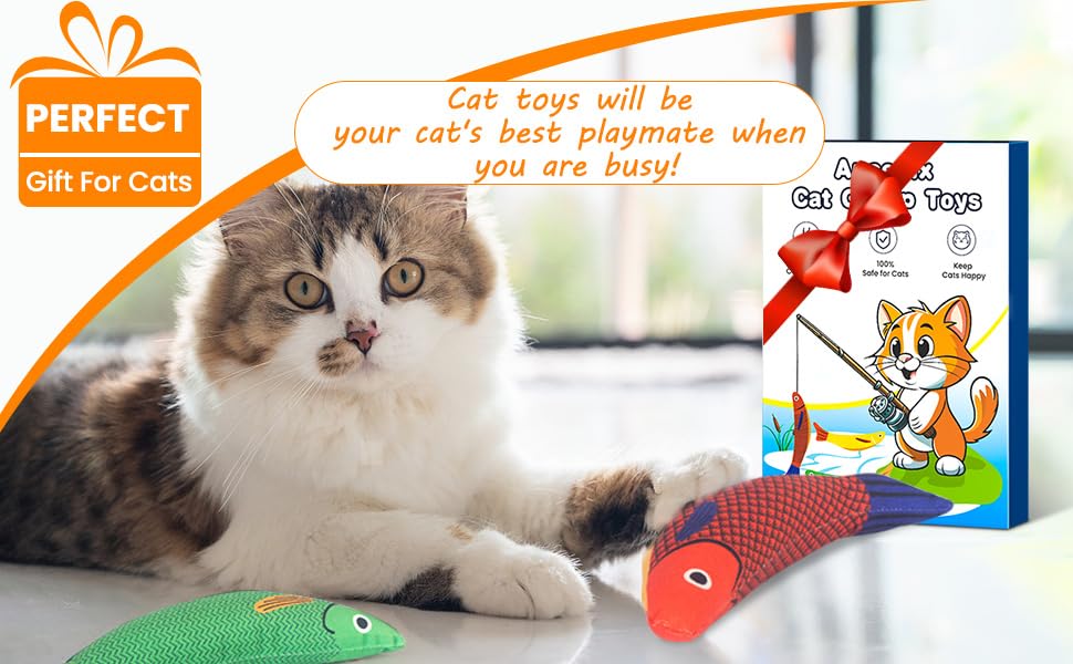 Aucenix Catnip Toys for Cats - Cat Nips Toys for Indoor Kittens Christmas, Plush Pillow Pet Chew Interactive Toy Built-in Crinkle Bell, Soft Kicker for Cats Claw Chewing Teeth Cleaning 17 qiudaoyu