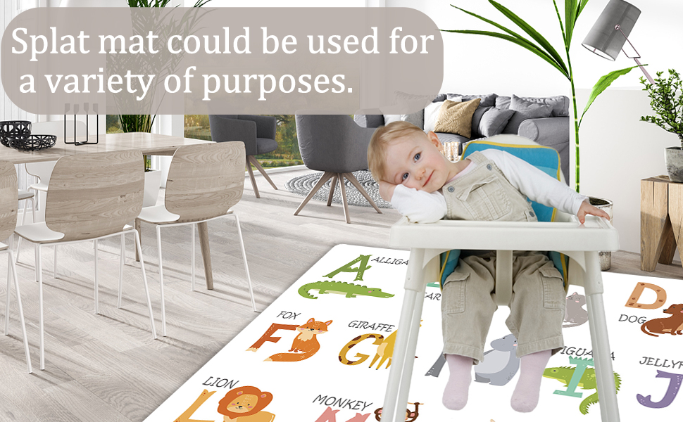 Splash Mat for Under Highchair, 51in Washable AntiSlip High Chair Splash Mat, Multipurpose Baby