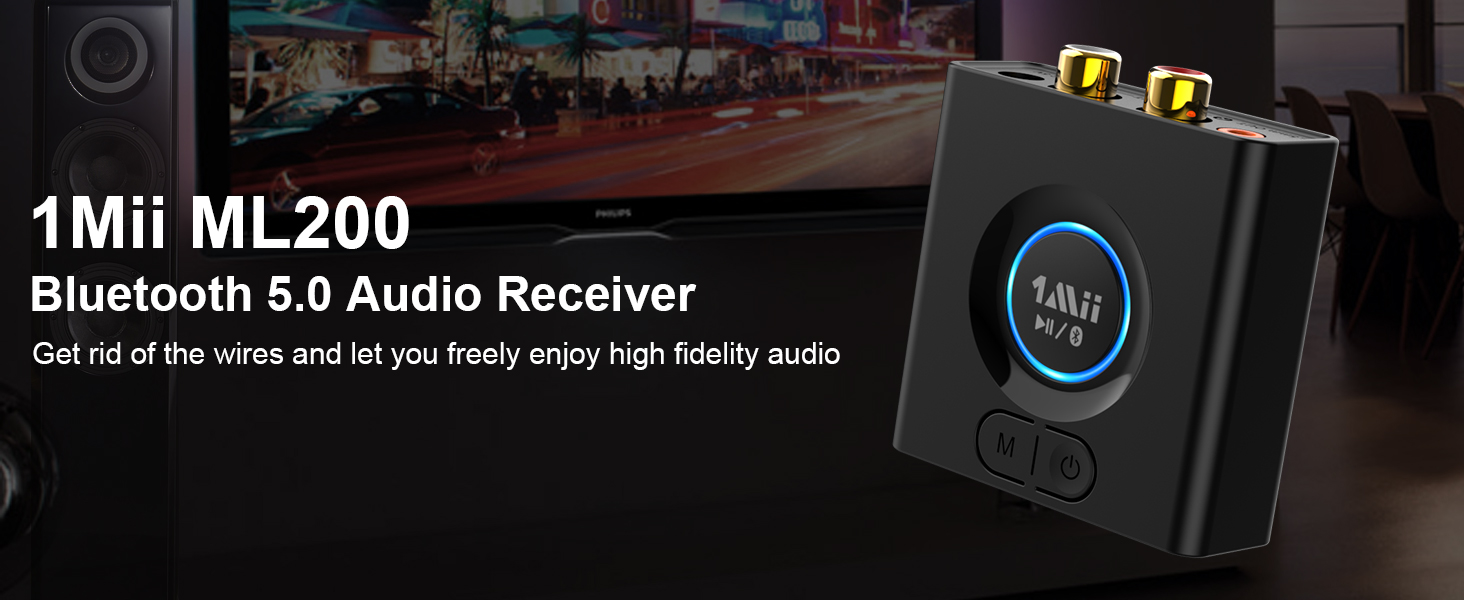 1Mii ML200 Bluetooth 5.0 Receiver for Home Stereo Speakers Music