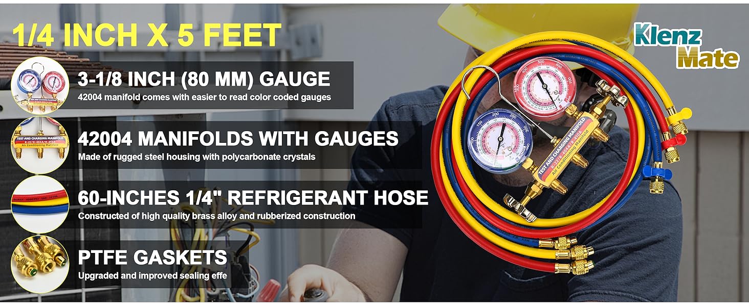hvac gauges,yellow jacket gauges,refrigerant gauges,yellow jacket manifold gauge set,ac gauge set