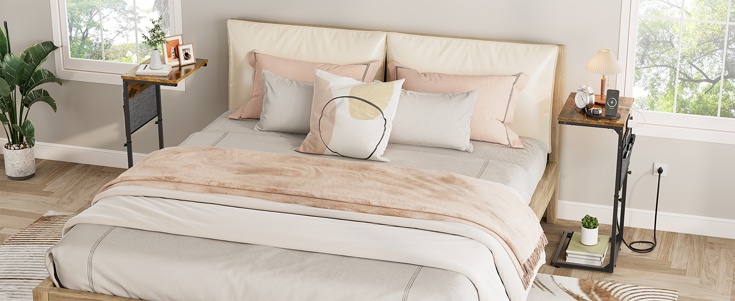 Small Couch Side Table with Storage Bag