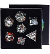 rockcloud Africa Bloodstone DND Polyhedral Dice Set of 7, Healing Crystal Stone Hand-Made Dices w...