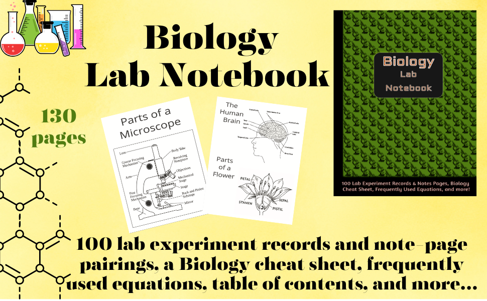 Biology Lab Notebook: for school laboratory experiments, and practice ...