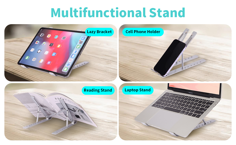 Black Laptop Stand for Desk Holder Computer Portable Foldable Adjustable Notebook Stands, Aluminium Metal MacBook Stand, Compatible with 10-15.6 Inch Laptops, iPad 25 laptop stand aluminium for ipad macbook