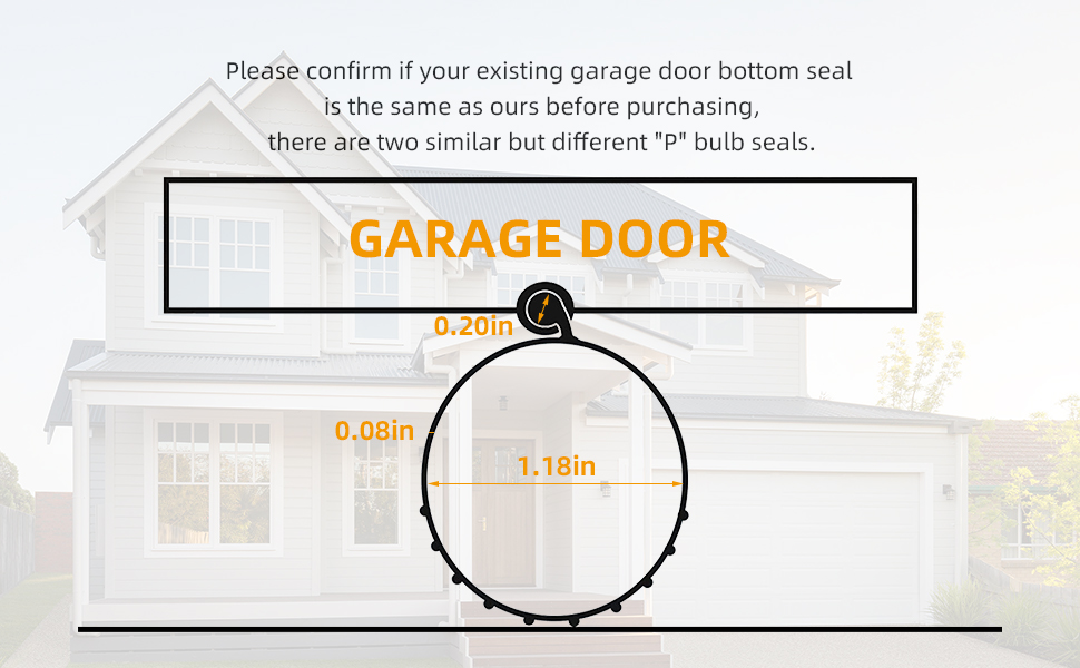 PBulb Garage Door Bottom Seal 16ft Weatherproofing Rubber Garage Door Seals Replacement for P