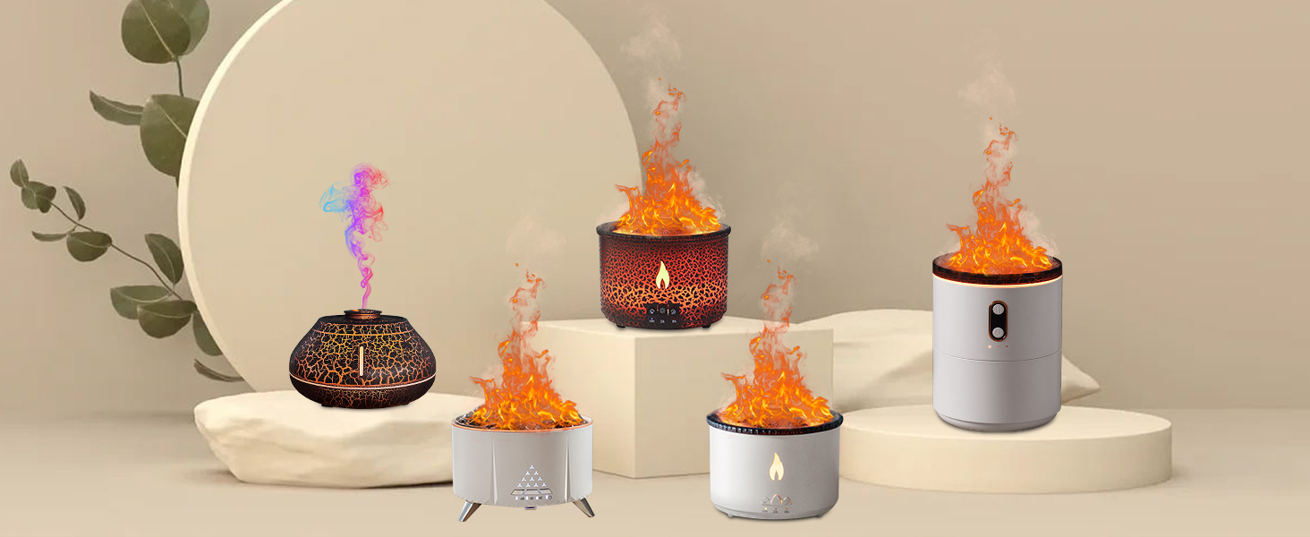 Volcano Humidifier Flame Essential Diffuser 300ml Flame