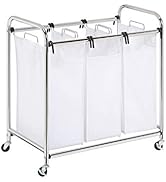 Honey-Can-Do SRT-01235 Heavy-Duty Triple Laundry Sorter, Chrome/White 70 lbs