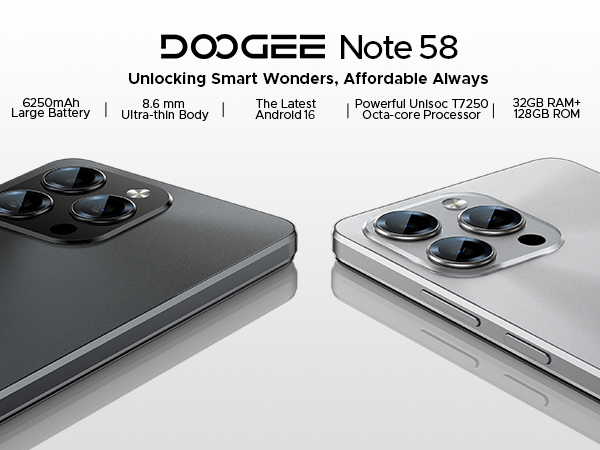 Amazon.com: DOOGEE Note 58 Android 16 Unlocked Phones, 32GB+