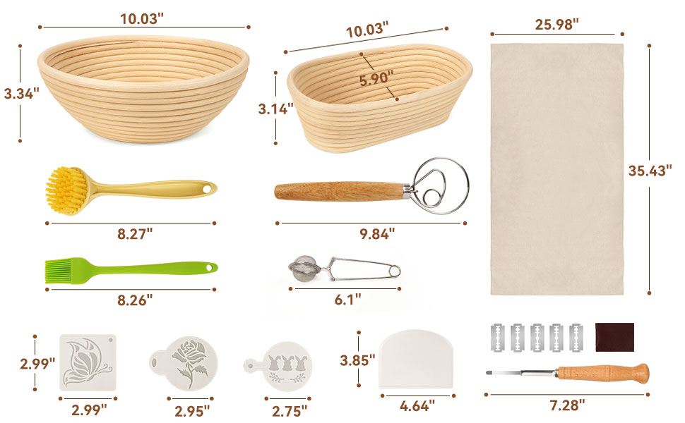 Lorzon Proofing Basket Set of 2, 10 Inch Round