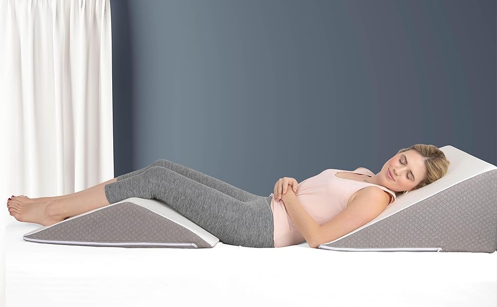 Kolbs Wedge Pillow Set 2 Wedge Pillows with Memory Foam, 12 inch High