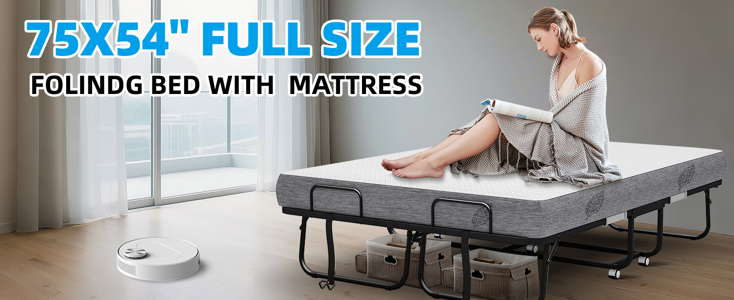 full size folding bed with mattress