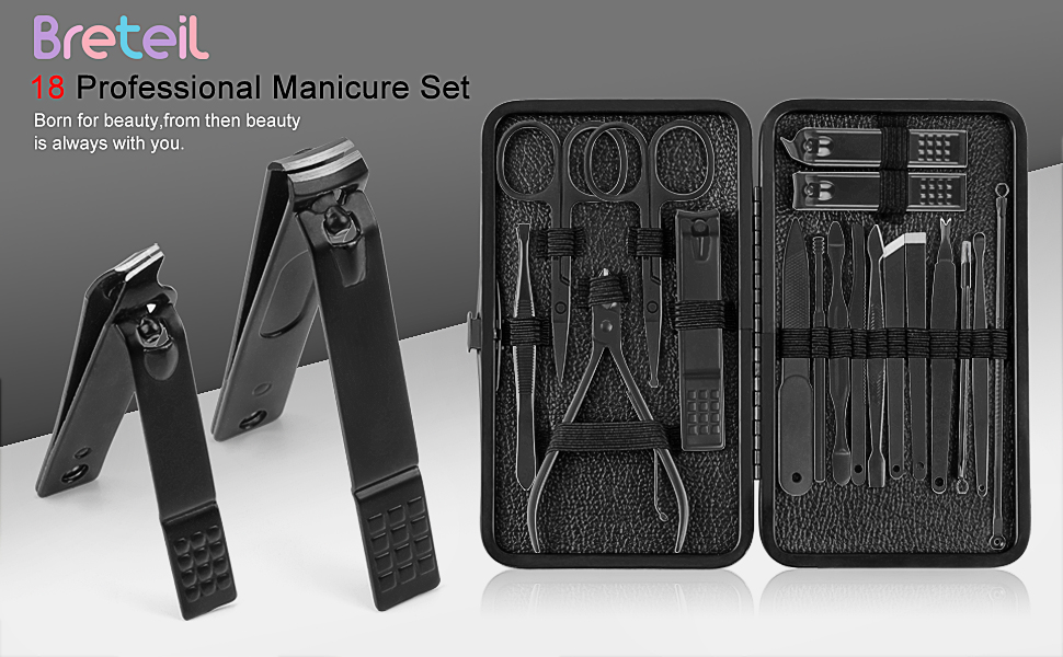 Manicure Set, 18 in 1 Professional Pedicure Kit Stainless Steel