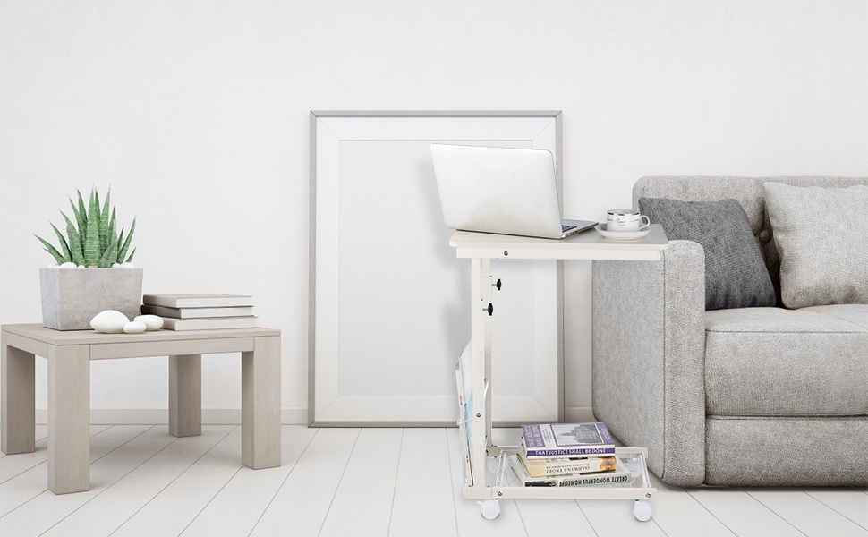 End Table Sofa & Console Table Height Adjustable, Overbed Table Bedside